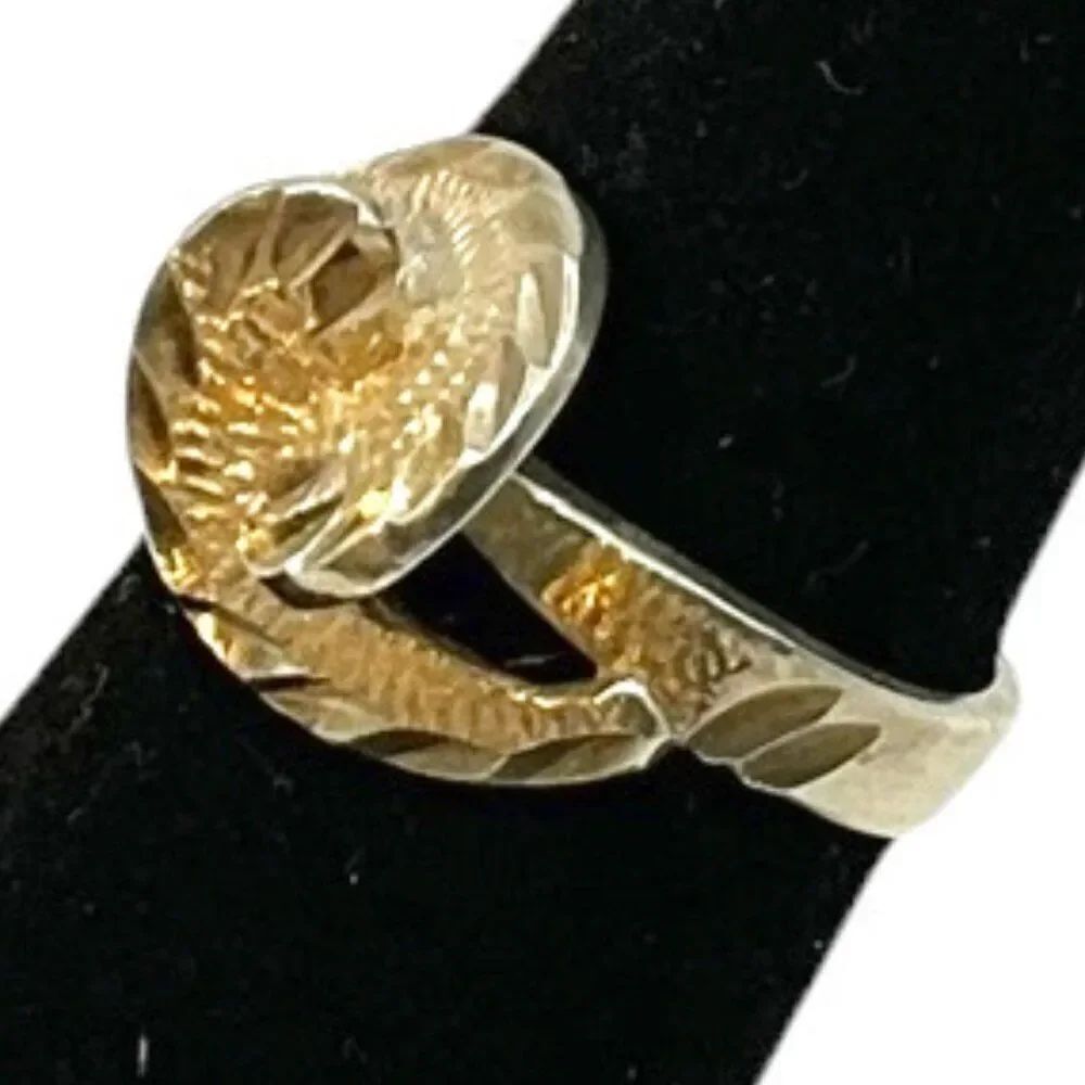 Artisan Sterling Silver Carved Ring Size 5 Signed NF